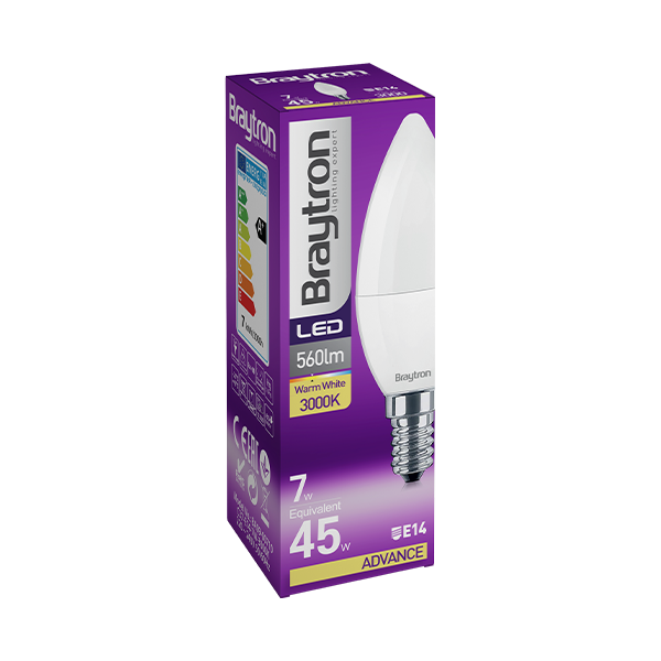 Braytron BA09 7W E14 Mum Ampul 3000K